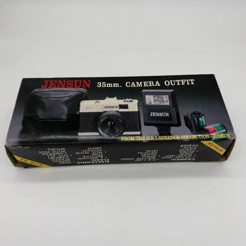 Jensun CF-1 35mm Camera W/ 1:6 f=50mm lens - Vintage + Extras Flash Strap Box